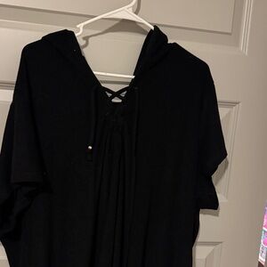 Time and Tru Black Hooded Swim Coverup